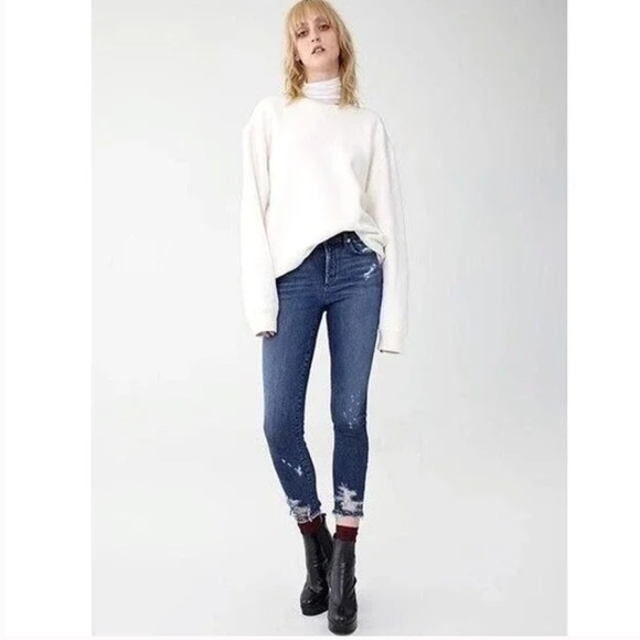 AGOLDE Sophie Ripped Distressed Crop Jeans Size 25 - Picture 1 of 5